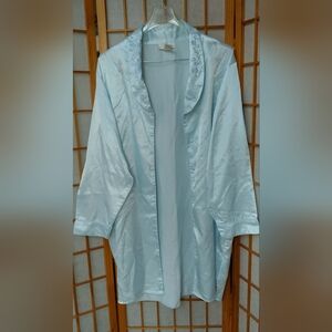 VTG Women's Brushed Back Satin Nightgown Robe Embroidered Sz Large
